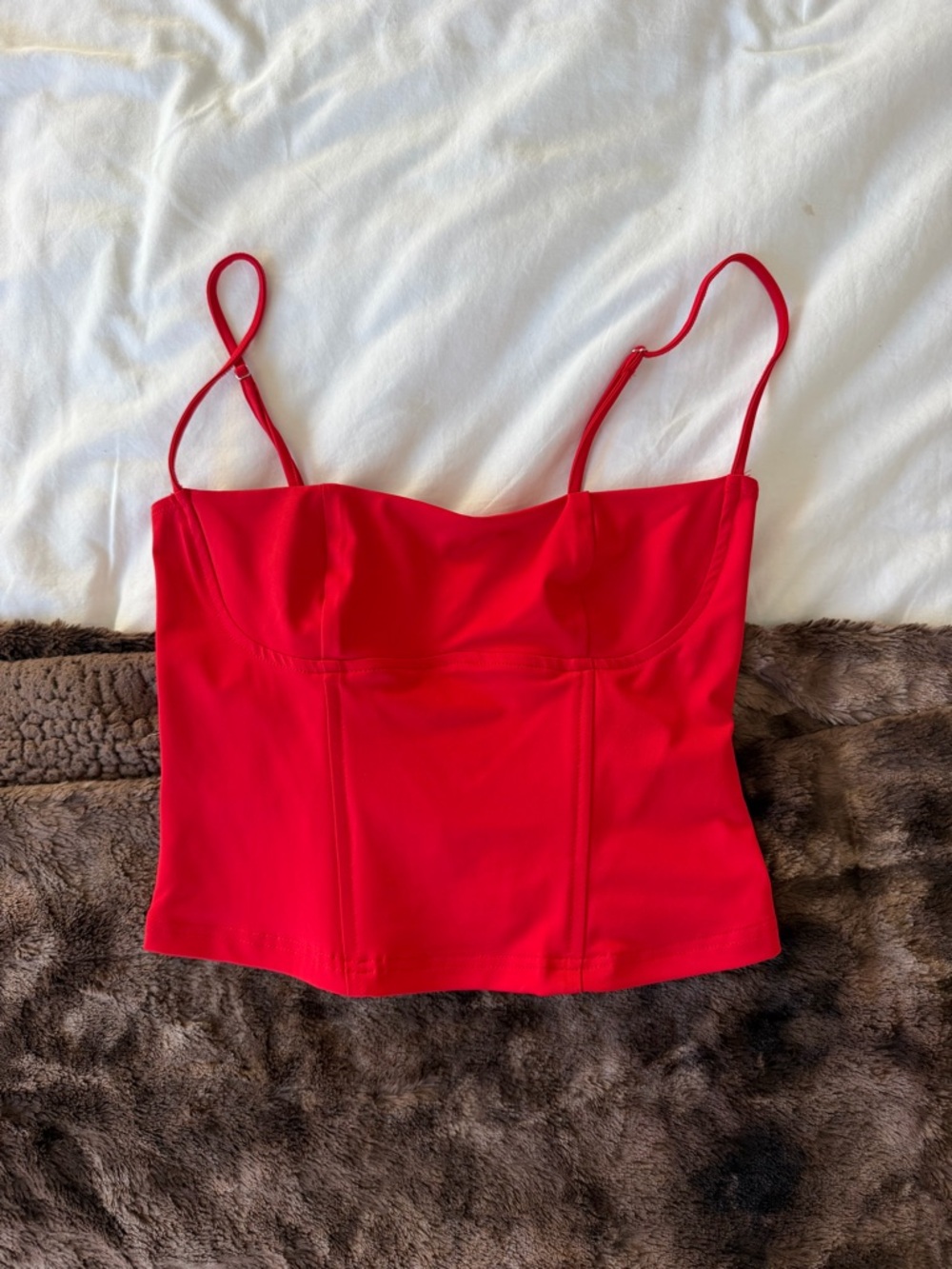 Edikted Red Bustier Camisole with Adjustable Straps